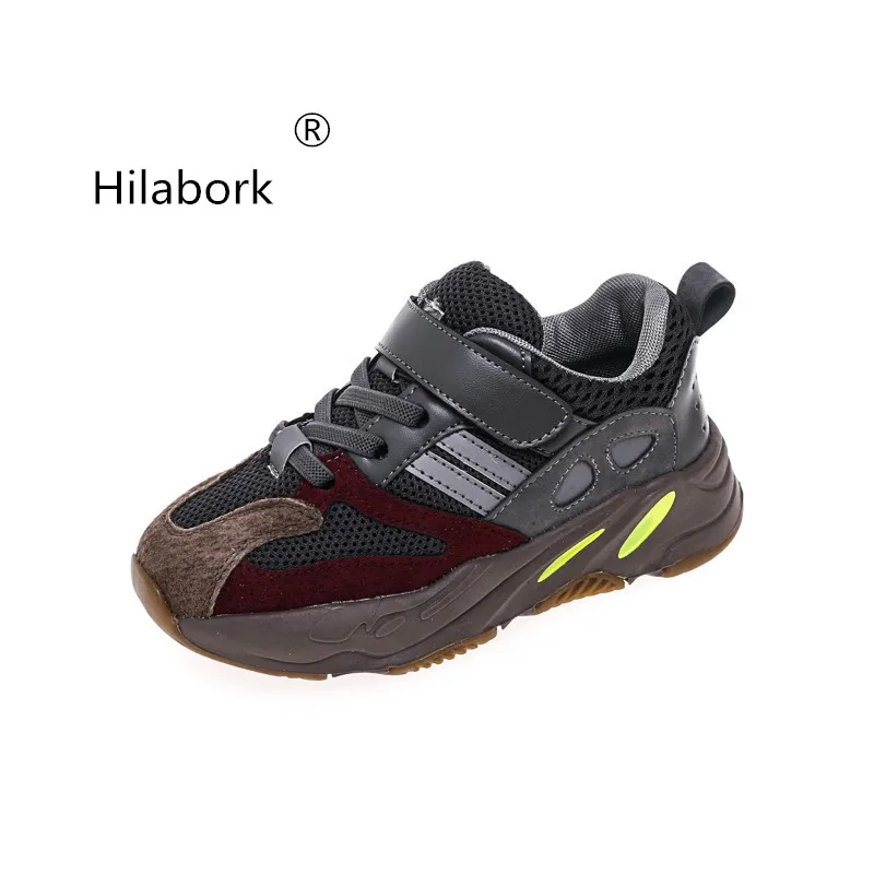 

Hilabork 2019 spring new children's shoes boys and girls casual wild soft bottom leather student breathable running sneakers