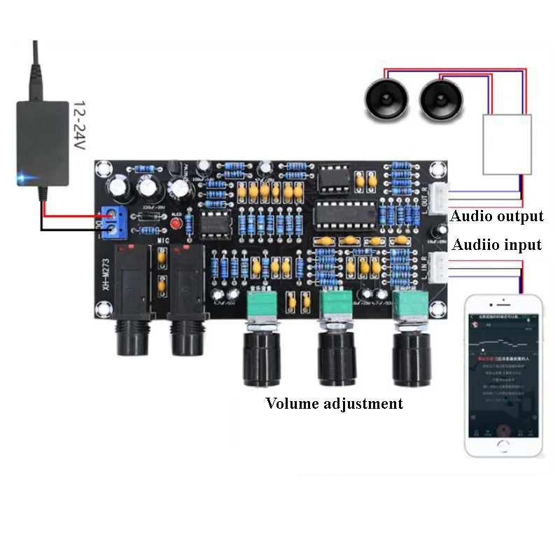 XH-M273 PT2399 цифровые микрофонные усилители доска реверберации караоке OK реверберации NE5532 предварительно усилитель тон доска F4-011