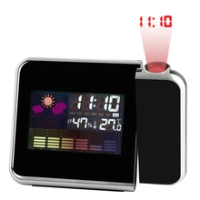 Проекционный будильник, цифровые часы с функцией повтора даты, подсветка, настольный проектор, светодиодные часы с проекцией времени