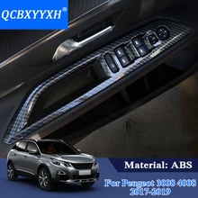 QCBXYYXH Car Styling Interior Door Window Lift Switch Panel Cover For Peugeot 3008 2017 2018 ABS Trim Decoration Accessories