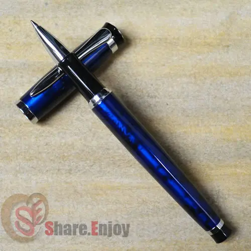 Роликовая шариковая ручка BAOER полированная 508 синяя и серебряная|pen baoer|roller ball penball