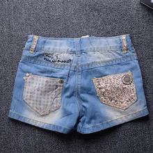 Vente d’été style de mode Filles Shorts léopard patchwork Bébé fille demin shorts pour enfants filles bebe shorts jeans pour enfant 2-10Y