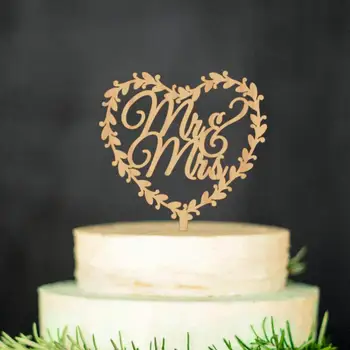 

Wooden Rose Gold Wedding Cake Topper Mr Mrs in Heart Rustic Mr and Mrs Cake Topper Wooden Cake Topper Wreath Cake Topper