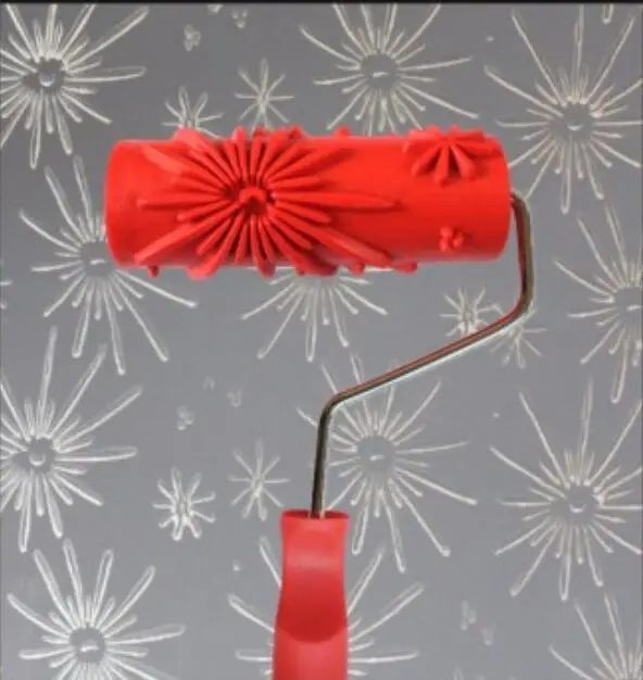 

7 inch Embossed Dandelion Flower Painting Roller with Handle for Wall Decoration 098YT