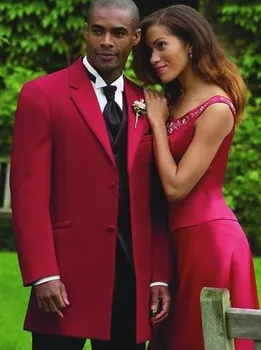 

Fashionable Two Button Red Groom Tuxedos Groomsmen Men's Wedding Prom Suits Bridegroom (Jacket+Pants+Vest+Tie) K:761