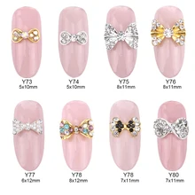 10 шт 3d галстук-бабочка украшения ногтей аксессуары золотые серебряные Стразы AB блестящие металлические подвески для ногтей Y73~ 80