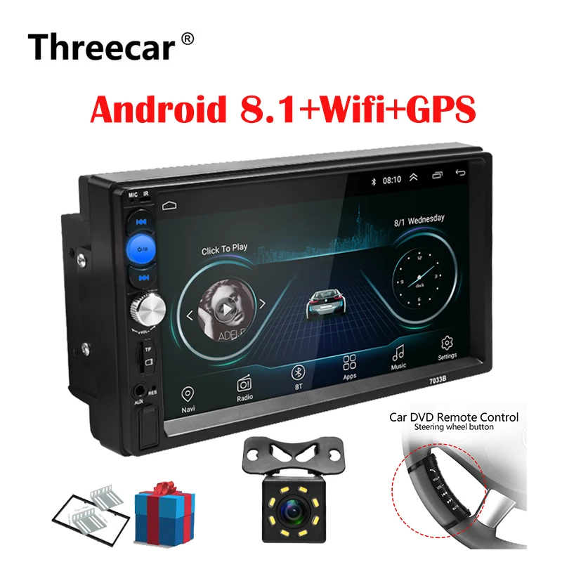 Acheter 2 Din autoradio Android 8.0 universel GPS Navigation Bluetooth écran tactile Wifi voiture Audio stéréo FM USB voiture multimédia MP5