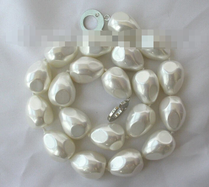 

FREE SHIPPING>>>@@ > 0570 baroque white south sea shell pearl necklace