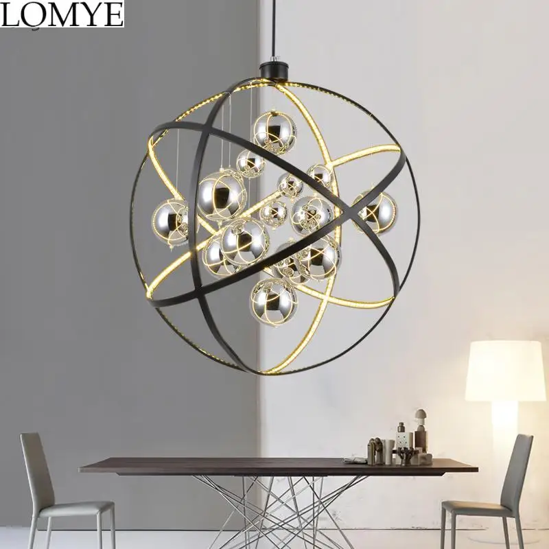 

Modern Black Metal Led Pendant Light Chrome Glass Ball Living Room Led Pendant Lamp Dining Room Pendant Light Led Hanging Lights