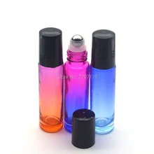 10 шт Горячая пустая многоразовая 10 мл градиентная цветная рулонная стеклянная бутылка ароматизатор эфирное масло 10cc ролик на бутылке