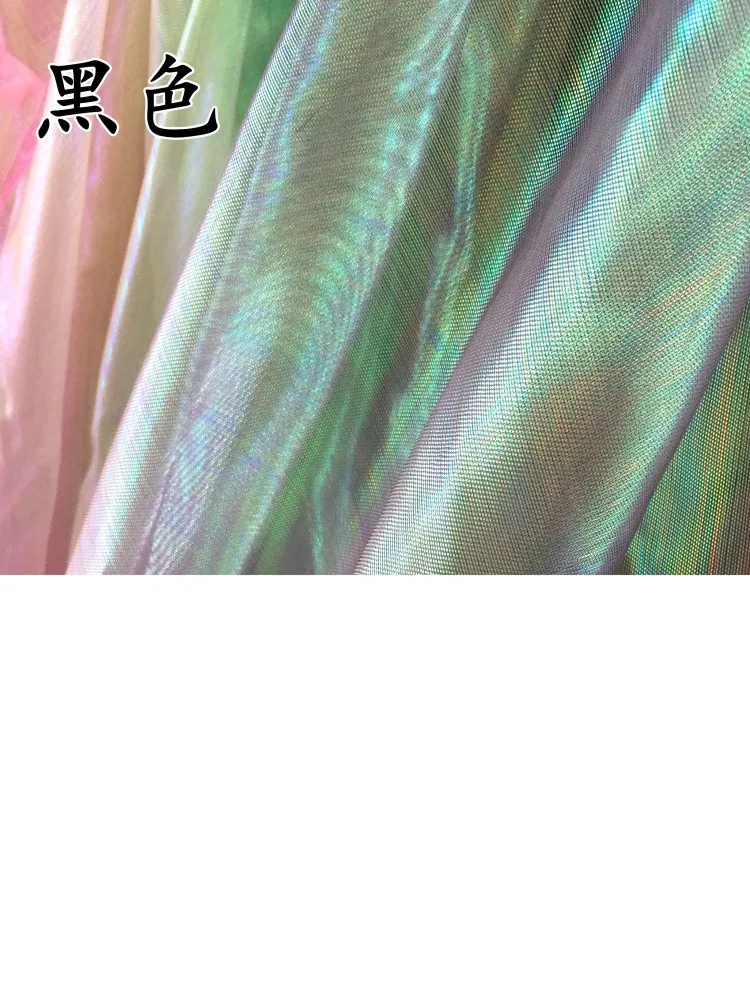 140 см* 100 см цветная яркая экранная плоская пряжа красочные сценические костюмы для выполнения флуоресцентных тканей прозрачная голографическая ткань