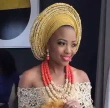 Luxury Nigerian Wedding Beads Jewelry Set Traditional African Wedding Bridal Statement Necklace Set Dubai Free Shipping CNR819