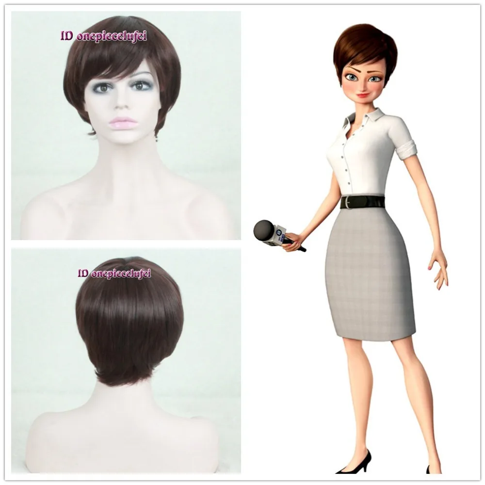 شحن مجاني Megamind روكسان Ritchi بني غامق قصير إمرأة سحر نمط الباروكة تأثيري لمة Cap Cap Communication Wig Ladycap Boot Aliexpress