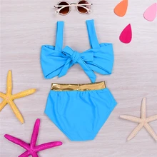 Из двух частей для маленьких девочек бантом бикини купальники детские Комплект бикини для девочек купальный костюм купальный Купальный костюм biquini