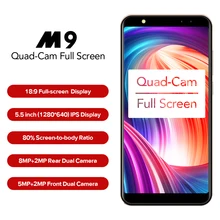 LEAGOO M9 Smartphone 5.5″ 18:9 Full Screen Four-Cams 2GB+16GB Android 7.0 MT6580A Quad Core 2850mAh Fingerprint 3G Mobile Phone