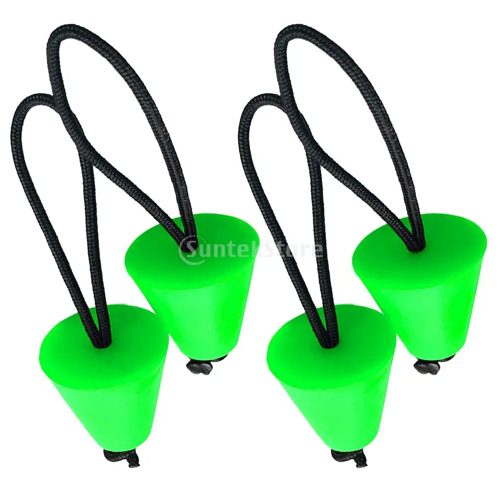 Pack 4 Universal Replacement Green Rubber Ocean Kayak Marine Boat Scupper Plugs Drain Holes Stopper Set