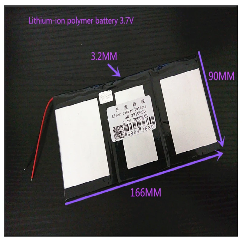 

3.7V 7000mAH 3216690 ( polymer lithium ion / Li-ion battery ) for tablet pc Power bank E-BOOK