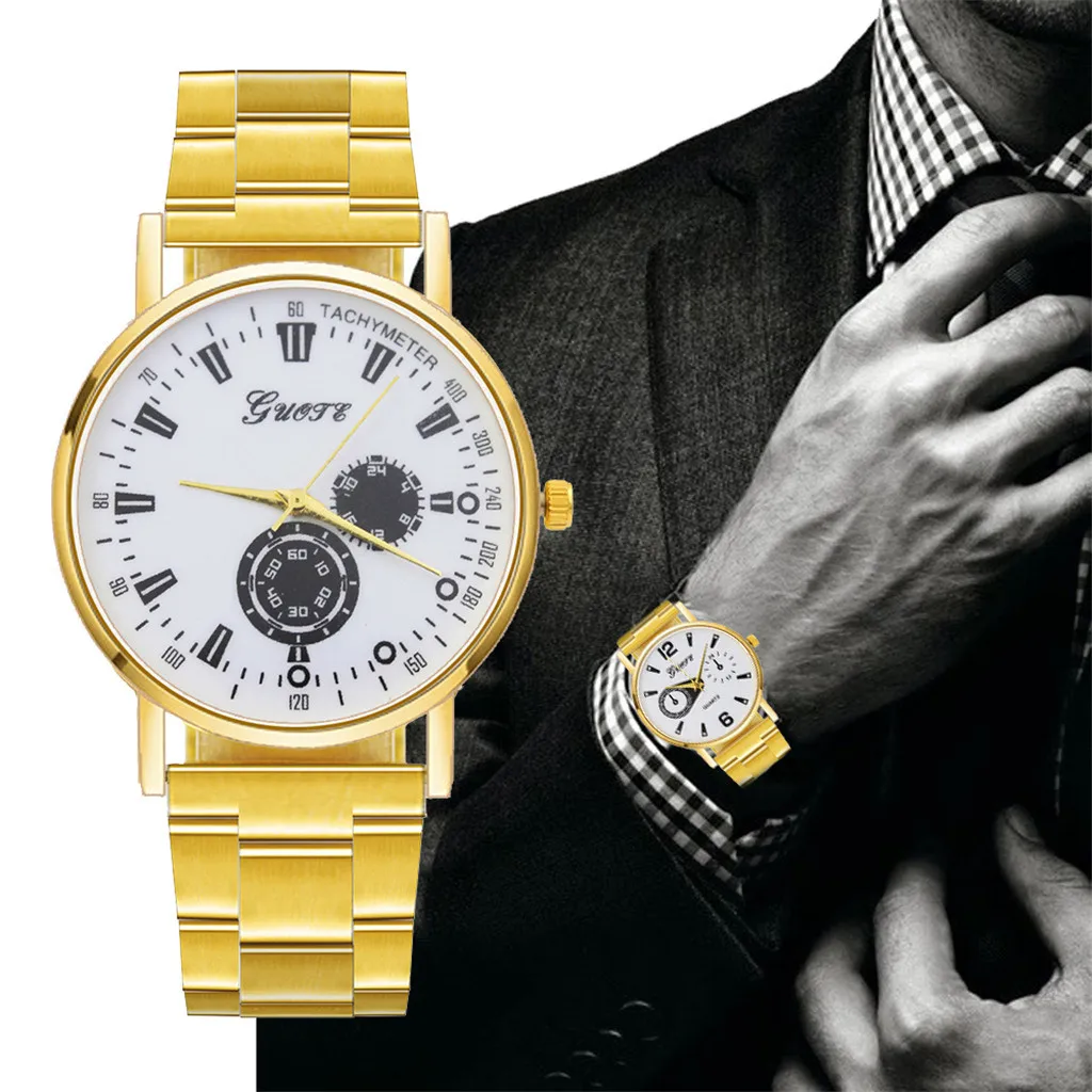 

DISU Men Wrist Watch Crystal Stainless Steel Analog Quartz Watch Man watches mens 2019 mens watches