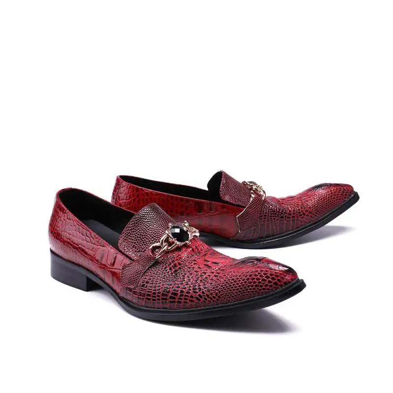 Holgazán Zapatos Cocodrilo Para Punta Diseñador De Moda Rojo En Planos Hombres Nuevo Casuales Resbalón Errfc Los Llegada Un Patrón 70wqx8g