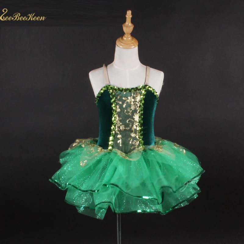 Child Women Tutu Lyrical Dress Ballet Ice Skating Dance Embroidery Sling Costume