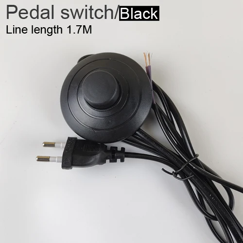 Штепсельная Вилка европейского стандарта с проводом переключателя 1,7 м, диммер, черный/белый кабель для настольной лампы для торшера, 110-220 В, электрический провод - Цвет: Pedal Black