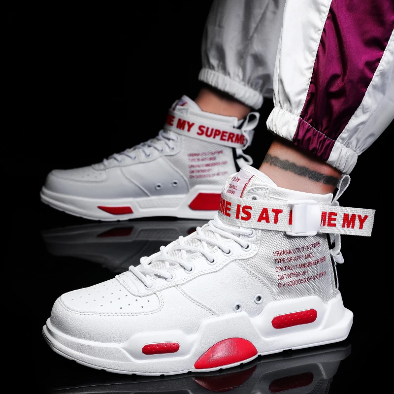 

2018 High quality New Casual Men's Couple shoes high top shoes Lace Up Flats Lovers Sneakers Heren Schoenen zapatos de hombre