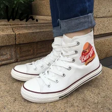 Вэнь парусиновая обувь дизайн гамбургер мужские и женские высокие белые кроссовки со шнуровкой на платформе спортивные плимсоллы рождественские подарки на день рождения