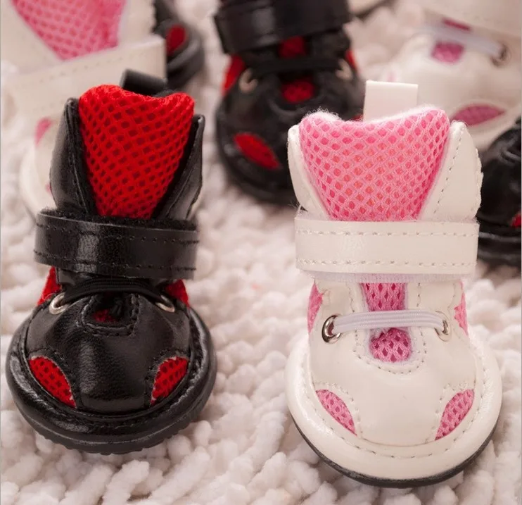 Beauty breathable PU leather dog shoes chien summer boots perros tennis