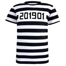 Мужская футболка с 3D принтом в виде заключенного, мужская полосатая униформа для заключенного, взрослая футболка для косплея, карнавала, Рождества, Хэллоуина, вечерние, Забавные топы