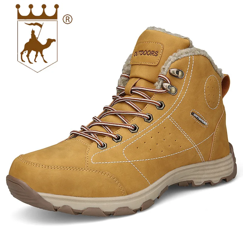 

BACKCAMEL Size 39-46 Autumn Winter Large Size Leather Snow Boots Mens Boots Warm Velvet Cotton Outdoor Mens Shoes Mens Boots