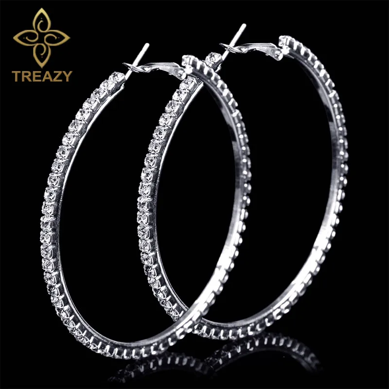 Женские сережки-кольца TREAZY круглые сережки с серебряным покрытием и блестящим