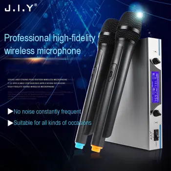 

JIY Professional Wireless mixer audio microphone Dual Wireless Cordless Dual Channel Microphones Mic For KTV DJ Karaoke computer