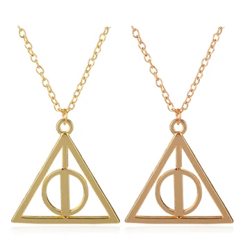 

MOCHUN Wholesale 20 Pcs Movie HP Necklace The Deathly Hallows Rotated Triangle Pendant Necklace For Women Men-30