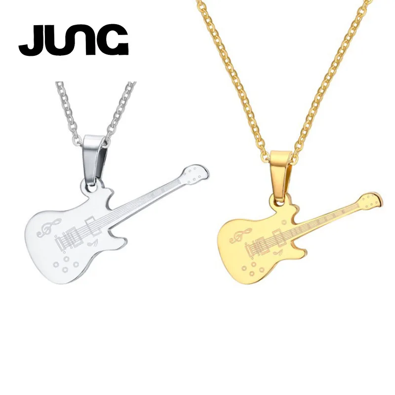 JUNG Couple Lovers Stainless Steel Musical Instruments Necklace Chain Charms Collar Pendant Valentine's Day Gift Jewelry N8025 |