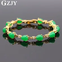GZJY Благородные Ювелирные изделия Шарм шампанское капля золотистого цвета зеленый камень и AAA браслет с цирконом для женщин