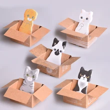 Kawaii Кошка Собака Коробка Наклейки Корейский Стиль Канцелярские Заметки Офис Школьные Принадлежности канцелярские Ноутбук Стикер Памятки Бумаги