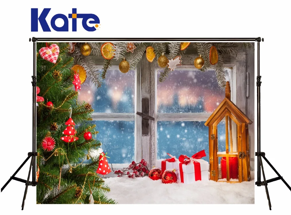 

Kate Christmas Backdrop Photograph Christmas Gree Trees Window Photo Backdrops For Children backgrounds for photo studio