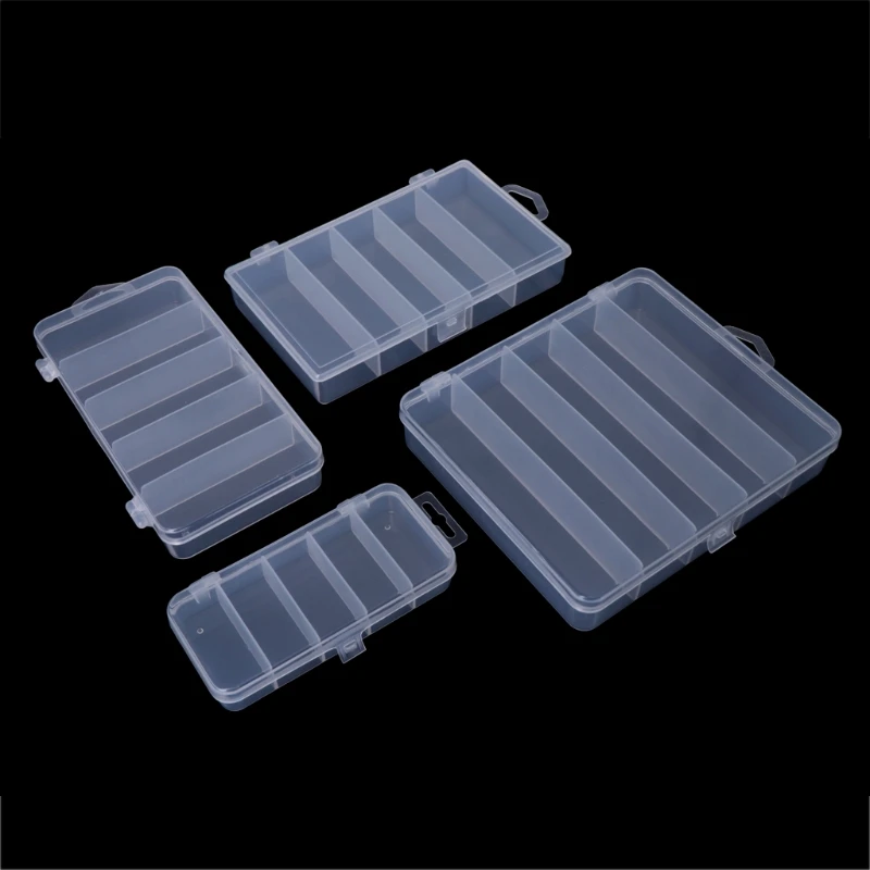 

Plastic Fishing Lure Bait Box Storage Organizer Container Case 5 Compartments