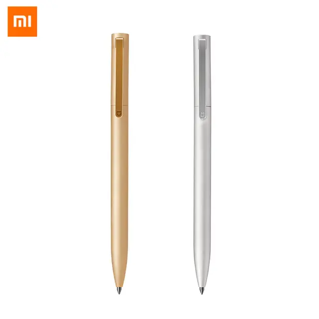 Best Offers Original Xiaomi Mijia Sliver Gold Metal Sign Pen 0.5mm Smooth Refill Black MiKuni Japan Black Ink Office Students Writting Pen