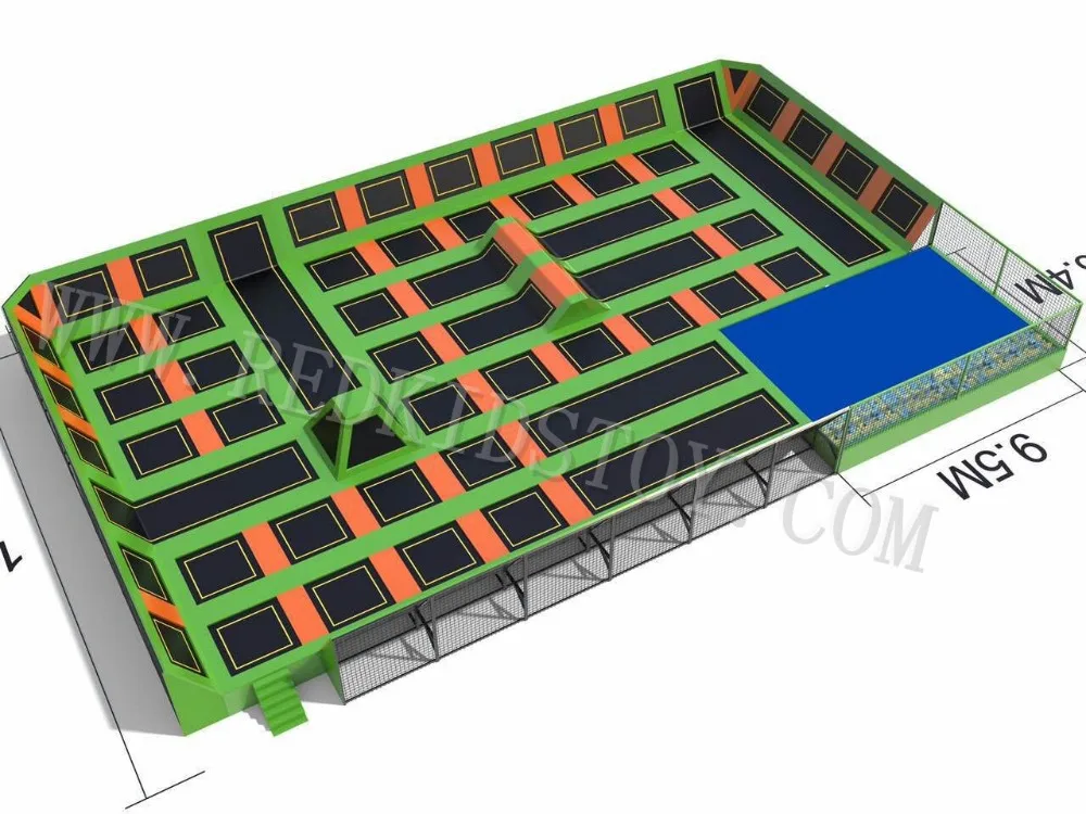 2018 профессиональная фабрика astm сертифицированный коммерческий большой батут Арена 30x20 м гарантия 3 года HZ-LG057