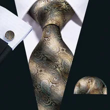 Мода 8,5 см коричневый Пейсли галстук носовой платок Набор Барри. Ван галстук для мужчин Свадебная вечеринка бизнес Прямая поставка галстук FA-5023