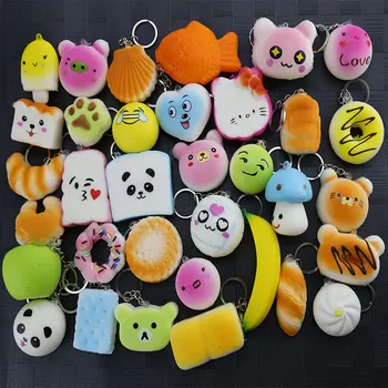 

Hot Kawai 5 pcs/lot Mobile Phone Straps Squishy Cute Soft Panda/Bread/Donut Phone Keychain for Phone Decor Break Cake Toys