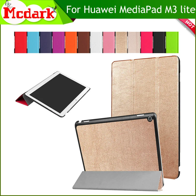 

Mcdark New 10.0 Inch For Huawei MediaPad M3 lite Smart Tablet Leather Cover Tri-fold Texture Slip-resistant Protective Cover