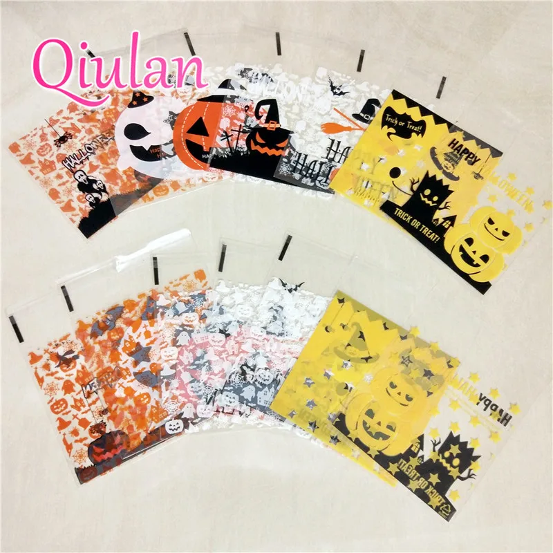 Us 2 8 20 Off Qiulan 100x 10 10cmcute Monster Candy Cookies Packaging Bag Pumpkin Ghost Plastic Small Gifts Bags Party Decoration 8d In
