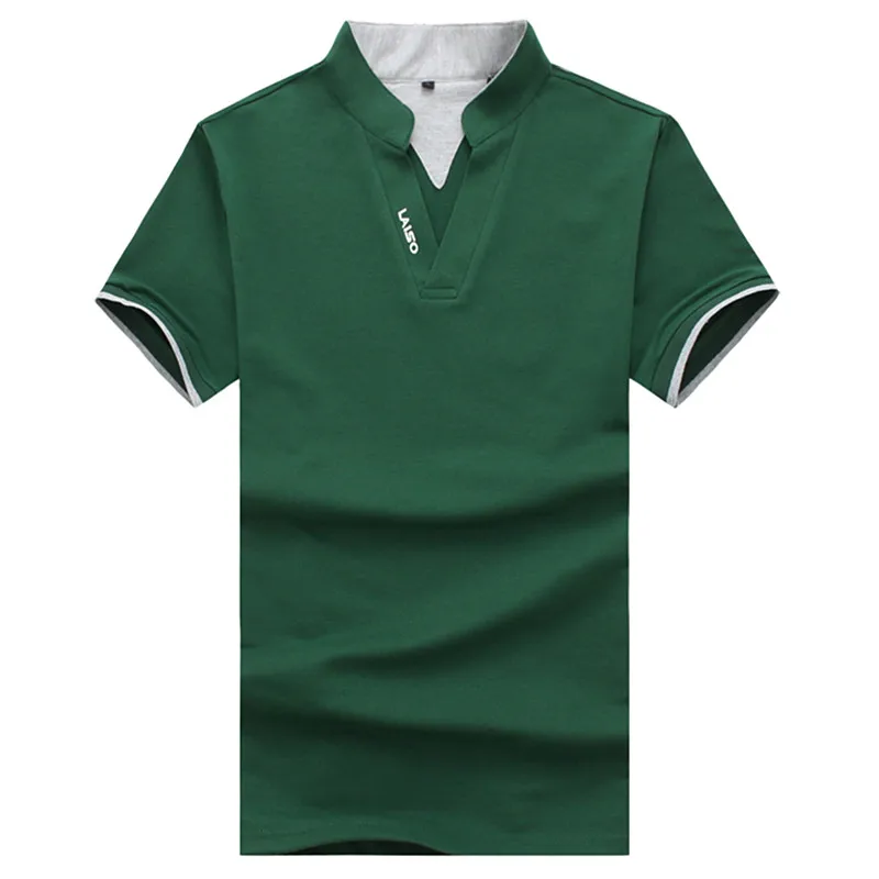 

2019 Summer New Men's Short Sleeve Polo Shirt /Solid Color V-Neck Letter Embroidery Simple Business Casual Cotton Plus size Top
