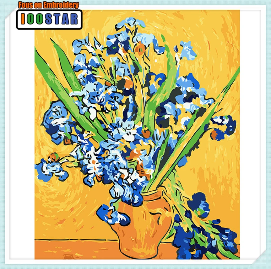 

Iris flower by Van Gogh, Picture Painting By Numbers Home Decor DIY Digital Canvas Oil Painting Home Decoration 40*50cm AS1144
