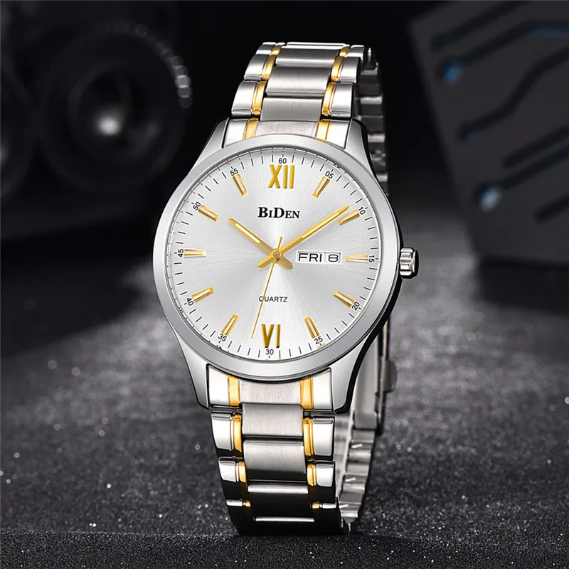 

BIDEN Luxury Brand Men Watches Full Stainless Steel Quartz Wristwatch Female Casual Date Week Sport Dive Clock Reloj Mujer