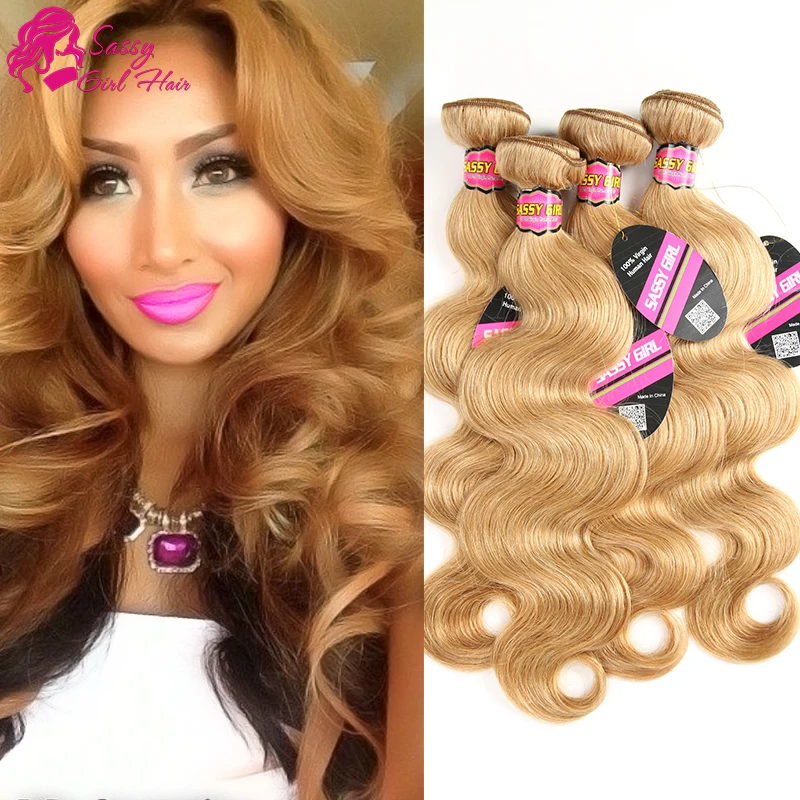 Brazilian Virgin Hair 4 Bundles Body Waves 27 Honey Blonde Brazilian
