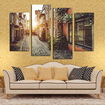

DIY 5d diamond Painting 4 pcs European Town Street Landscape Decorative Diamond Embroidery cross stitch mosaic style Wall Decor