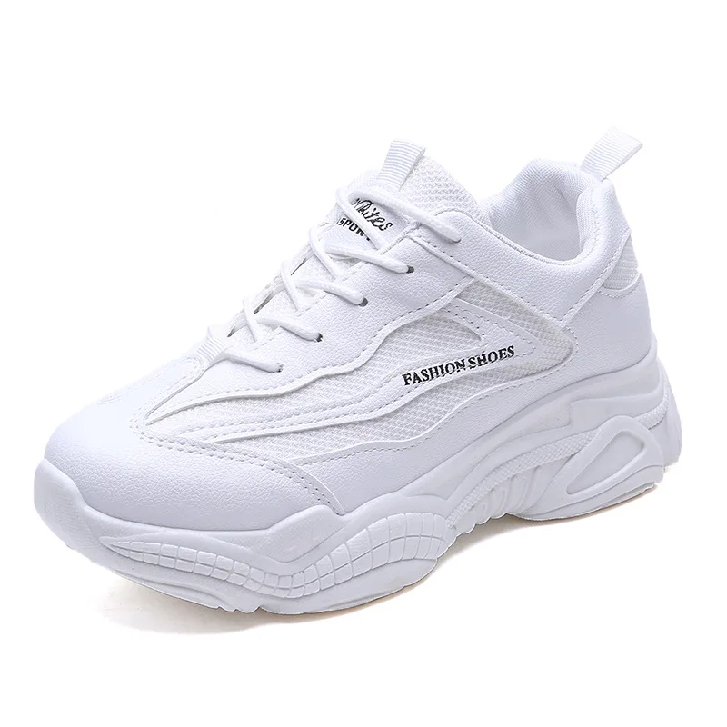 

2019 New Summer Thick Bottom Sports Shoes Ladies Breathable Mesh Vulcanized Shoes Women Casual Sneaker Shoes Girls Student Shoe